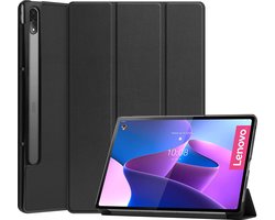 Hoesje - Geschikt voor Lenovo Tab P12 Pro - Dun & Stevig - Hardcover Book Case - Trifold Bookcase Hoes - Hard Cover - Tablethoes - Zwart