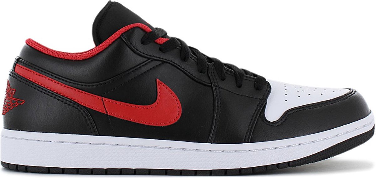 AIR JORDAN 1 Low - Heren Sneakers Schoenen Leer Zwart-Wit 553558-063 - Maat EU 44.5 US 10.5
