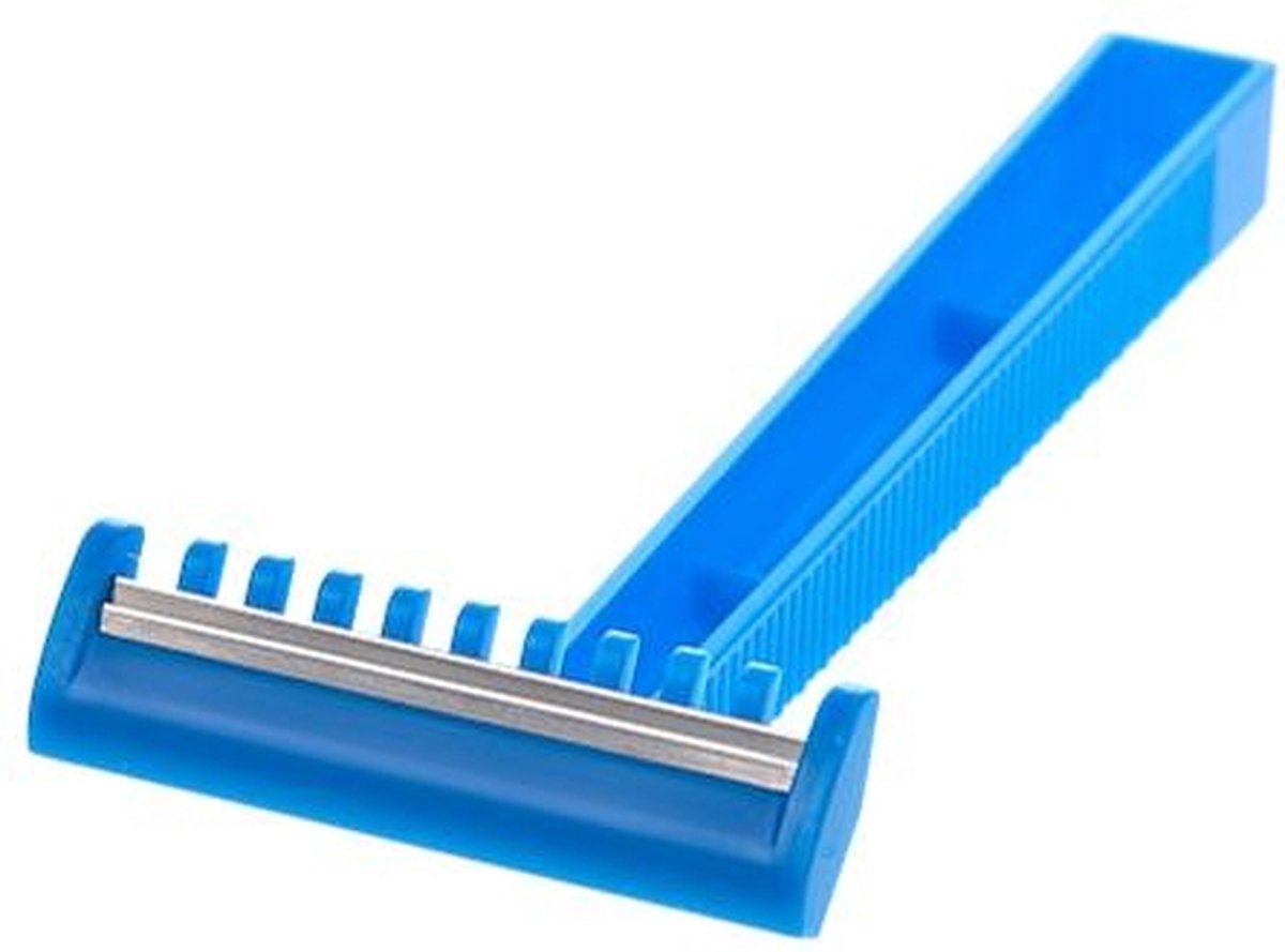 Goedkoopste Romed scheermesjes 100 stuks voorzien van 2 snijbladen Romed - Blauw - Polyethyleen / RVS Mesje - 2 snijbladen