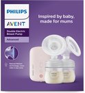 Philips Avent verpakking en dubbele elektrische borstkolf met roze motorunit.