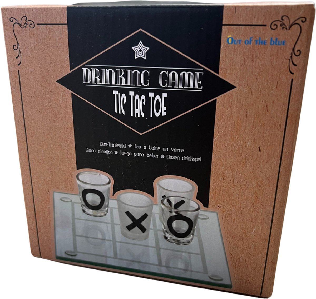 Out Of The Blue Tic Tac Toe drankspel - Gezelschapsspel - Met shotglaasjes - Voor feest en vakantie