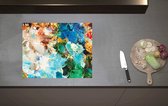 Inductieplaat Beschermer - Abstrcat Kunstwerk van Verschillende Kleuren Verf op Schilderij - 60x52 cm - 2 mm Dik - Inductie Beschermer van Vinyl