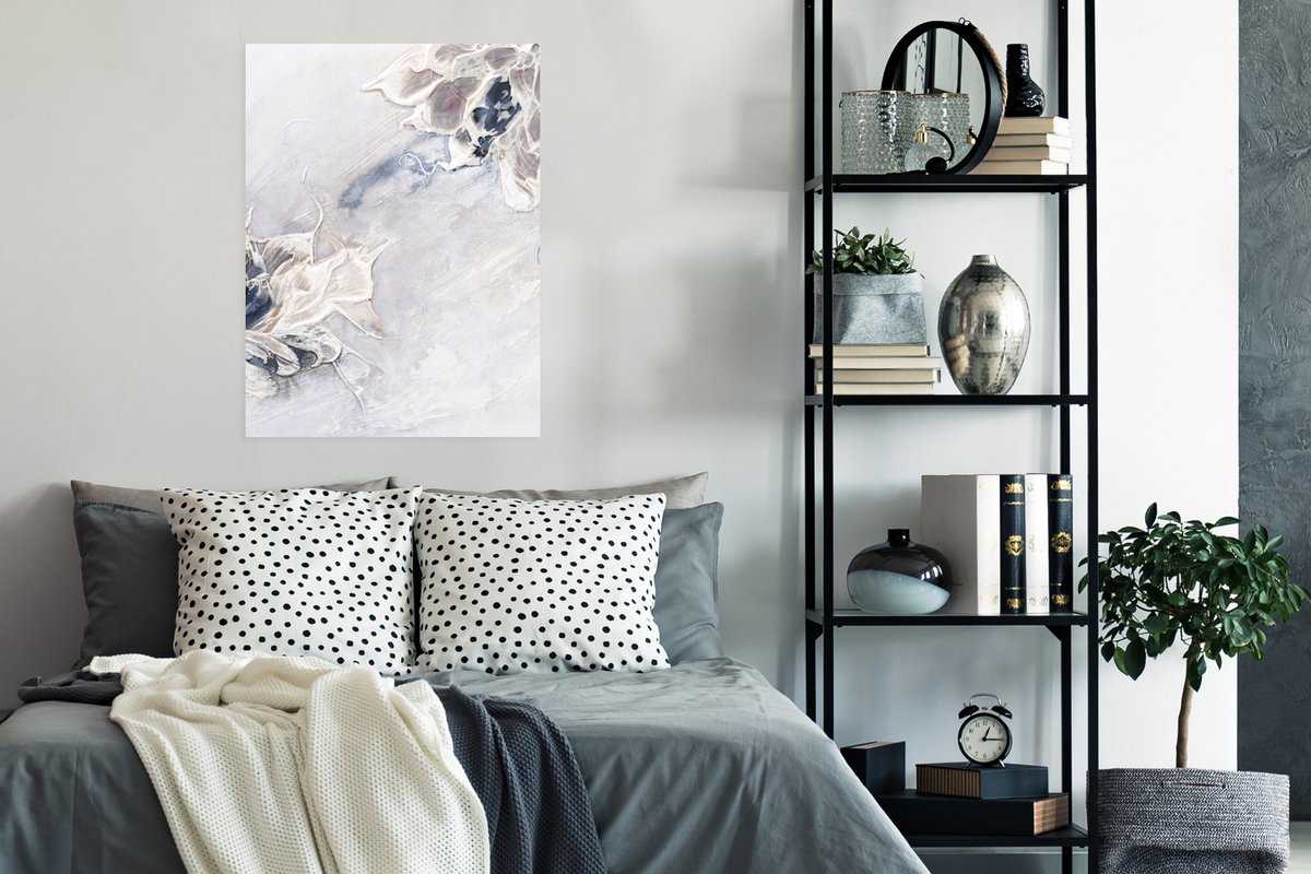 Poster Verf - Abstract - Beige - Grijs - 60x80 cm