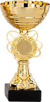 Trofee/prijs beker - bloemvorm accent - goud - kunststof - 16 x 8 cm - sportprijs