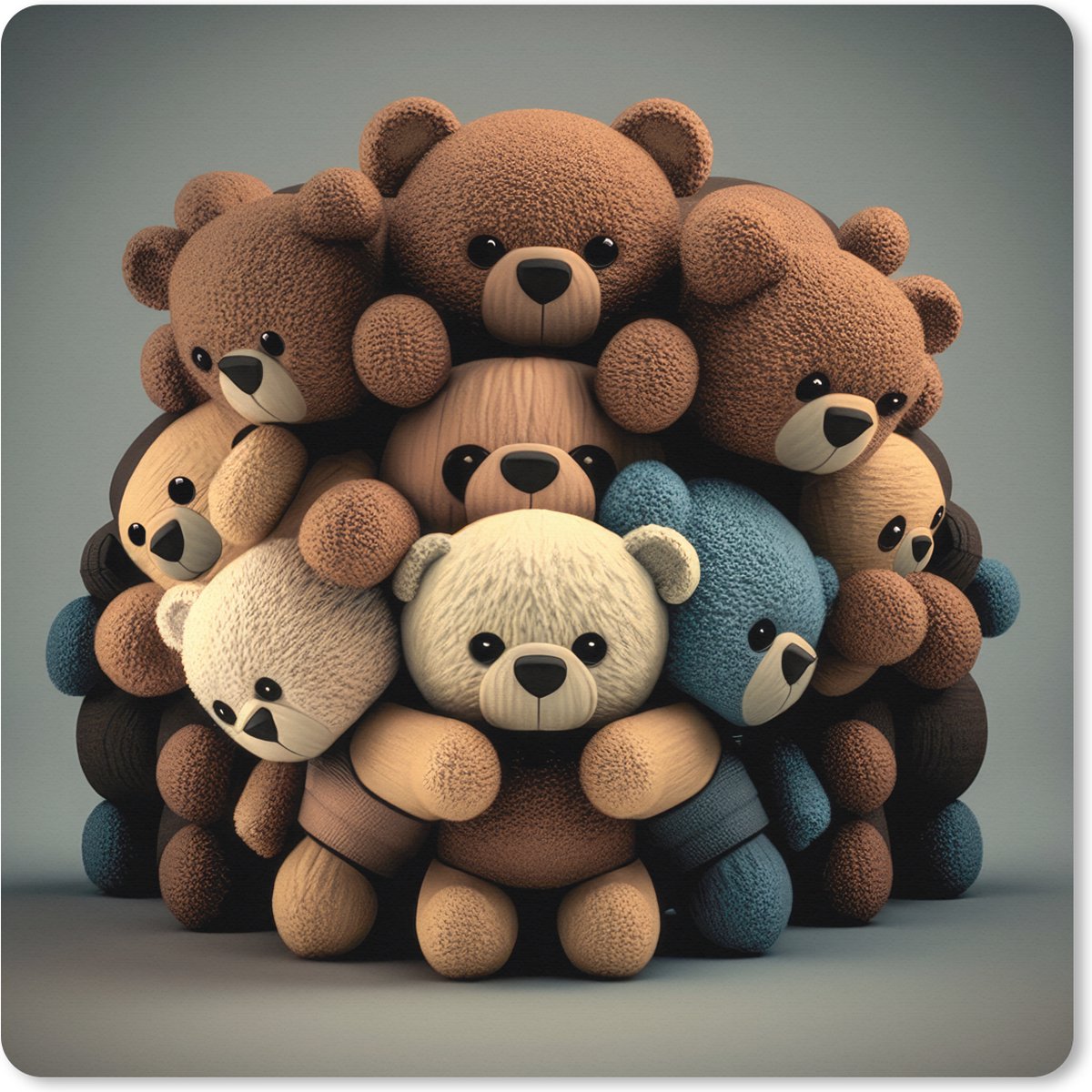 Muismat XXL 40x40 cm - Bureau onderlegger - Bureau mat Teddybeer - Knuffel - Bruin - Design - Jongens - Meisjes - Bureaumat - Gaming mousepad xl - Bureaulegger groot - Computer deskmat