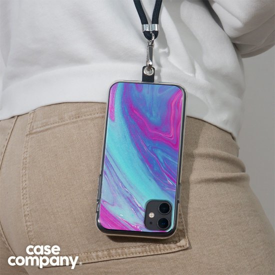 Case Company® - Coque Google Pixel 6a avec cordon - Arc-en-ciel flottant - Coque de téléphone avec cordon Zwart - Protection sur tous les côtés et sur le bord de l'écran