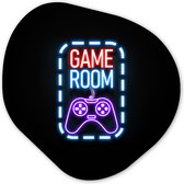 Organische Wanddecoratie - Kunststof Muurdecoratie- Organisch Schilderij - Neon - Quotes - Game room - Controller - Zwart- 90x90 cm - Organische spiegel vorm op kunststof