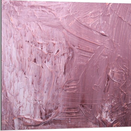 Dibond - Patroon in Roze Wand - 80x80 cm Foto op Aluminium (Met Ophangsysteem)