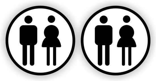 Dames en Heren WC pictogram sticker set 2 stuks zwart