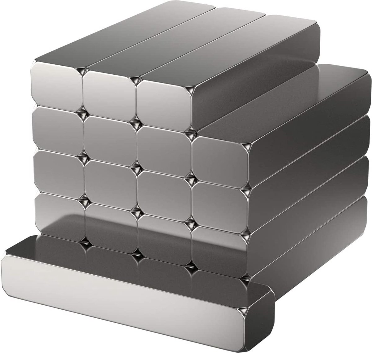 20 Aimants Néodyme Rectangulaires - 25x4x3 Mm, Extra Puissants, Pour Frigo, Tableau Blanc, Bureau