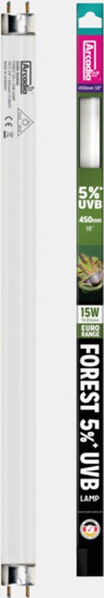 Arcadia Euro-Range Forest 5% Uv T8 Lamp 45Cm 15 Watt