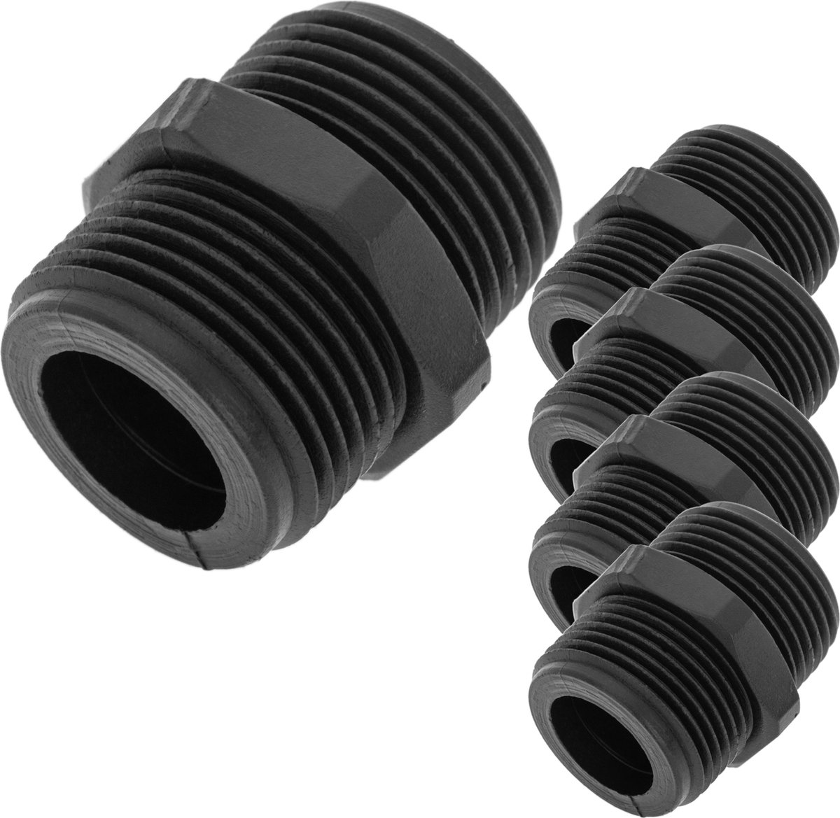 PrimeMatik - Pak van 5 stuks 3/4" polypropyleen nippels voor irrigatiesysteem