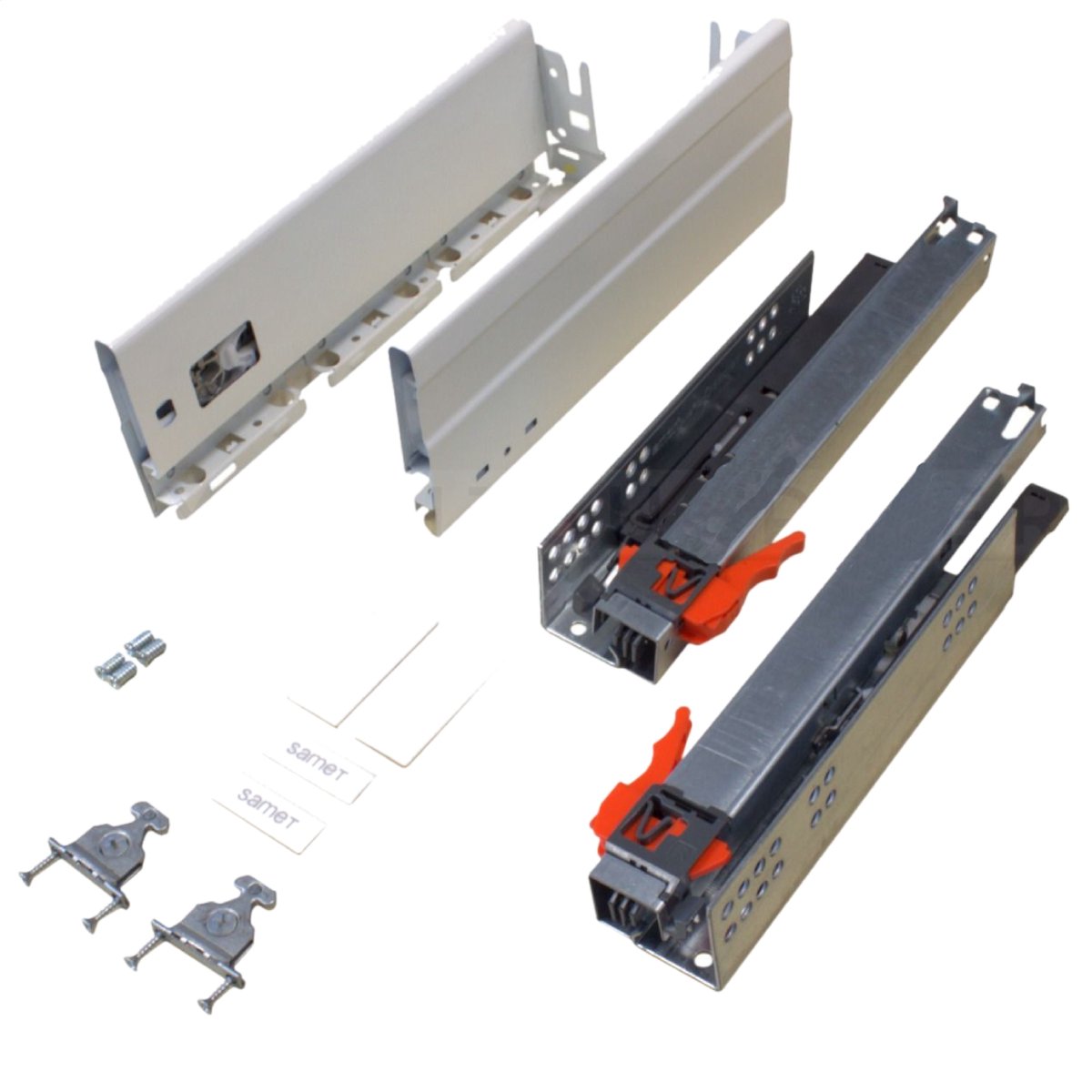 Zelfbouwlade Alphabox - Wit - Lengte 400mm - Hoogte 68 mm - Soft-Close - 40kg - inclusief ladegeleiders
