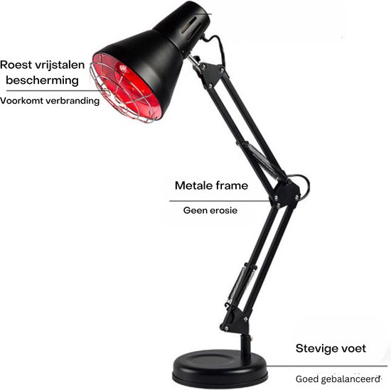 Infrarood lamp, Infraroodlamp, Warmtelamp, Therapie lamp, Pijnverlichting - Udem