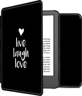 iMoshion Ereader Cover / Hoesje Geschikt voor Amazon Kindle (2022) 11th gen - iMoshion Design Slim Hard Case Bookcase - Zwart / Live Laugh Love