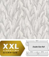 Reliëf behang EDEM 420ST27 vliesbehang hardvinyl warmdruk in reliëf licht gestructureerd met natuur patroon glinsterend wit lichtgrijs zilver 10,65 m2