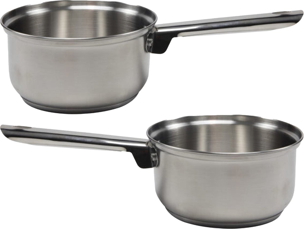 Svenska Living Steelpan/sauspan/juspan - 2x - RVS - D16 cm - 1L - Alle warmtebronnen