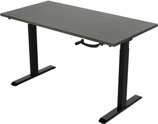 Office Hero® Cosmic Slinger- Zit sta bureau in hoogte verstelbaar zwart frame - Game bureau - Computertafel - Werktafel - 160x80 - Logan eik