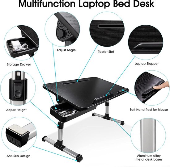 Table de lit / canapé réglable pour ordinateur portable - Support