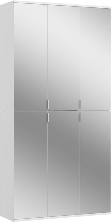 ProjektX kledingkast 6 deuren wit, spiegel.