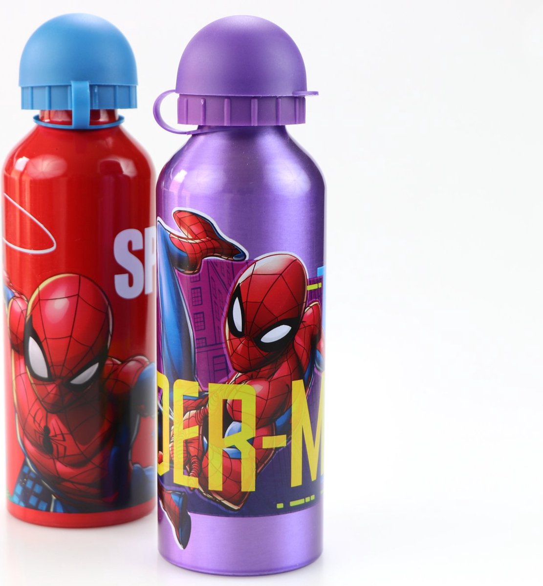 Gourde/gobelet/bouteille Marvel Spiderman avec bec verseur - bleu -  aluminium - 600 ml