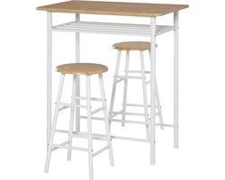 HOMCOM bartafel set - MDF - metaal - 80B x 50T x 90H cm - wit