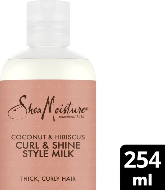 SheaMoisture Curl & Shine Style Milk pour cheveux épais et bouclés Coco & Hibiscus sans sulfates ni silicones 254 ml