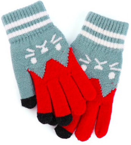 Hidzo Unisex Touchscreen handschoenen Groen/rood Maat S/M