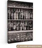 Canvas schilderij - Bar - Alcohol - Drank - Vintage - Foto op canvas - 60x90 cm - Canvasdoek - Woonkamer decoratie