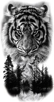 Tatouage de manche de tigre | Tatouage temporaire manches adultes | Faux tatouage tête de tigre | Tatouage Temporaire Tiger | 21 cm x 11,4 cm