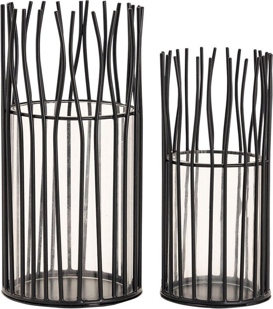 Marrakesch Set van 2 maanvormige kandelaars, goud & zwart, 20 cm, metaal, voor op tafel, kerstdecoratie Marrakesch Set van 2 maanvormige kandelaars, goud & zwart, 20 cm, metaal, voor op tafel, kerstdecoratie
