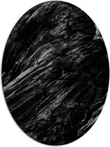 Dibond Ovaal - Donkere Stenen Rotsen van Bergen - 81x108 cm Foto op Ovaal (Met Ophangsysteem)
