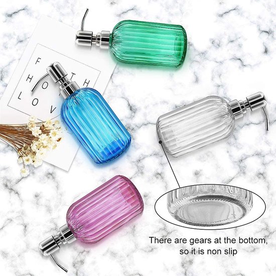 2-pack glazen zeepdispensers, 400ML pompflesdispenser, hervulbare