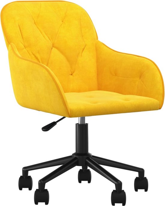 vidaXL - Kantoorstoel - draaibaar - fluweel - geel