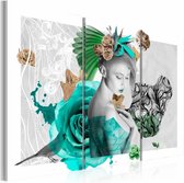 Schilderij - Individualist, Groen/Blauw, 3luik, Premium print