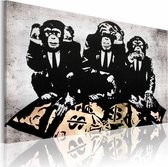Schilderij - Banksy - Geld is een probleem III , wanddecoratie , premium print op canvas