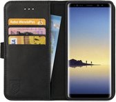 Rosso Deluxe Samsung Galaxy Note 8 Hoesje Echt Leer Book Case Zwart