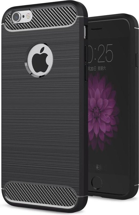 Apple iPhone 6(S) Étui en TPU brossé Noir | bol