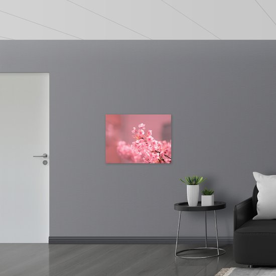 Dibond - Bloeiende Kersenbloesem aan Tak - 80x60 cm Foto op Aluminium (Wanddecoratie van metaal)