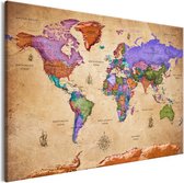Schilderij - Wereldkaart , Kleurrijke Reizen IV