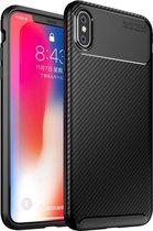 Apple iPhone XS Max Siliconen Carbon Hoesje Zwart