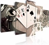 Schilderij - Poker Avond , sepia , 5 luik