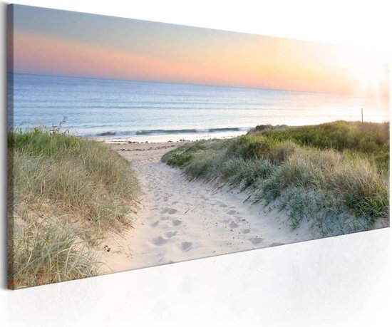 Wanneer jongen Aannemer Schilderij - Beautiful path , zee strand , blauw beige | bol.com