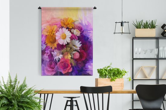 Wandkleed - Wanddoek - Bloemen - Impressionisme - Olieverf - 120x160 cm - Wandtapijt
