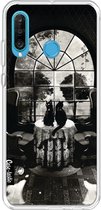 Huawei P30 Lite hoesje Room Skull BW Casetastic Smartphone Hoesje softcover case