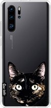 Casetastic Huawei P30 Pro Hoesje - Softcover Hoesje met Design - Peeking Kitty Print