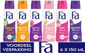 Fa Deodorant 6 x 150 ml - Voordeelverpakking - Try Out Pakket - Mystic, Oriental, Pink, Luxurious, Natural & Brazilian