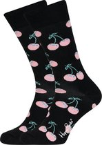 Happy Socks herensokken Cherry Sock zwart met roze