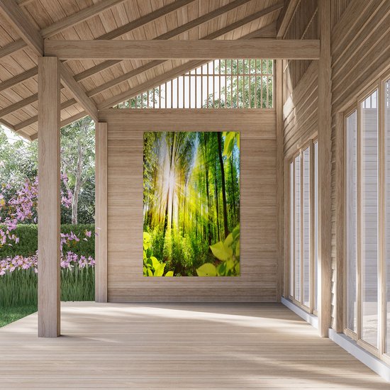 Gars Poster de Jardin Route Entourée d' Arbres dans la Forêt - 120x180 cm - Toile Jardin - Décoration de jardin - Décoration murale Extérieure - Tableau Jardin