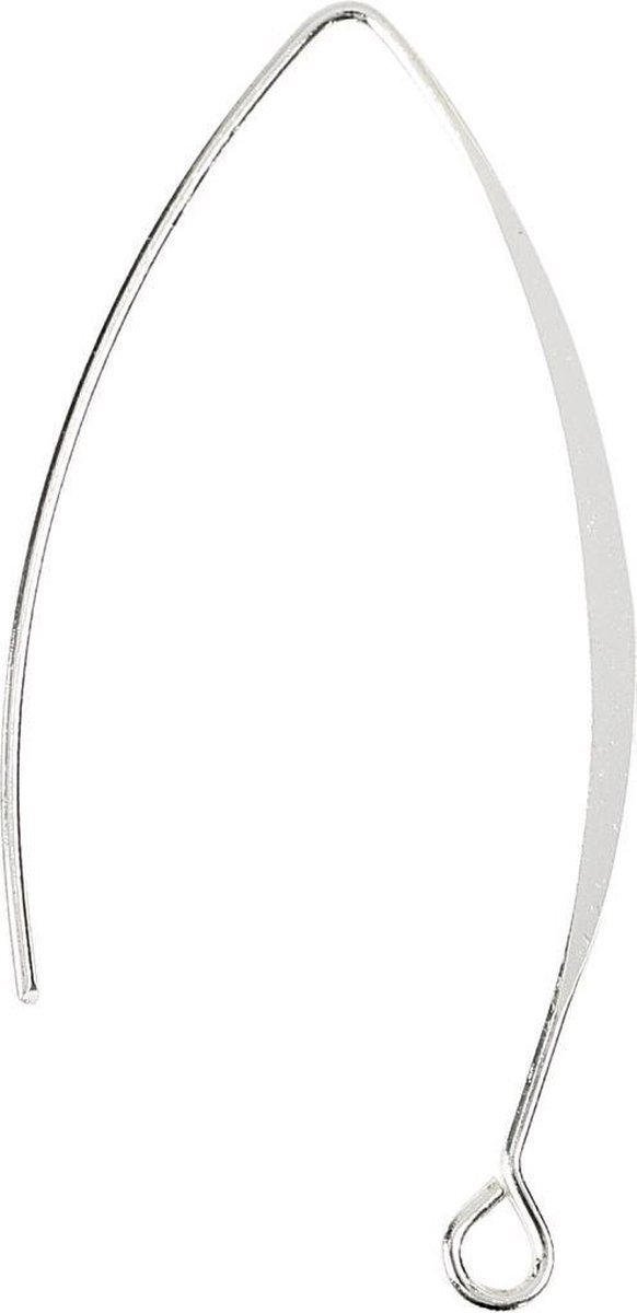 Oorbel, H: 42 mm, gatgrootte 2 mm, verzilverd, 4 stuk/ 1 doos